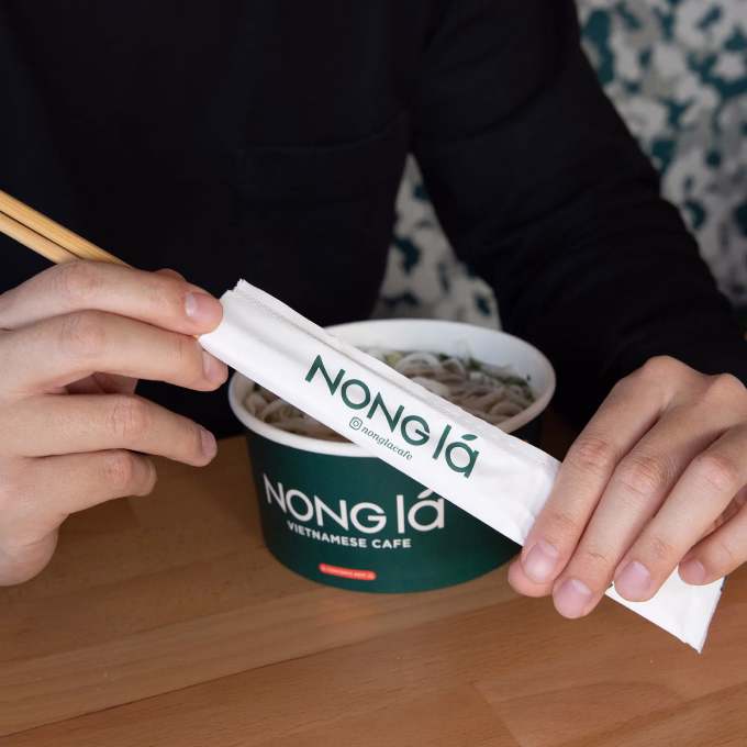 Chopsticks with Tamper-Evident Paper Wrapper