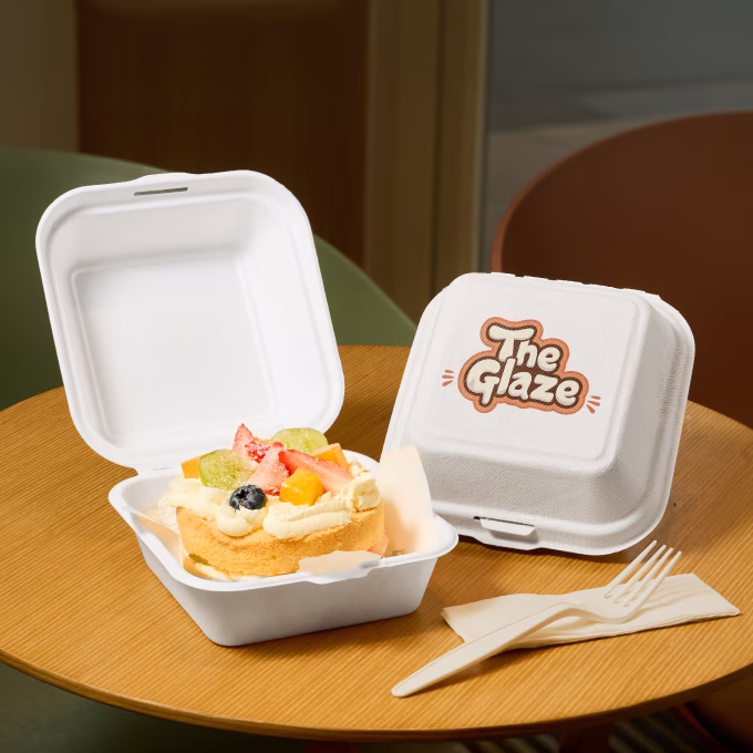 Durable Square Hinged Compostable Box Wholesale Free Design