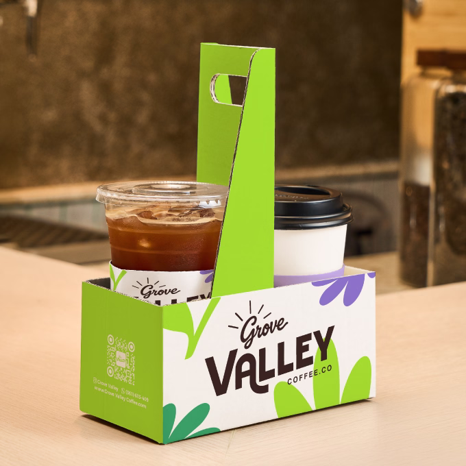 Sturdy Handle Takeout Two Cup Drink Carrier