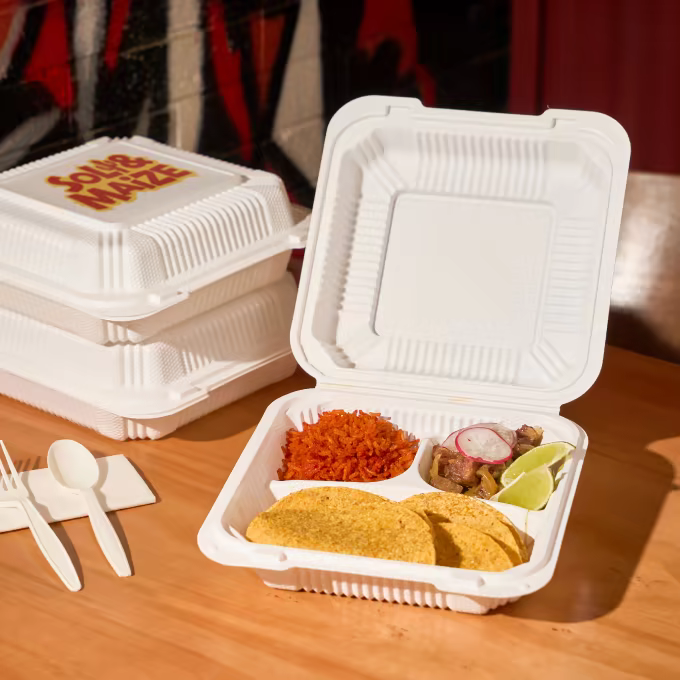 Custom 3-Comp Mineral-Filled Hinged Plastic Container with Free Design
