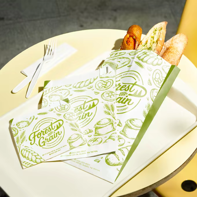 Wholesale Eco Friendly White Green Bakery To Go Bag