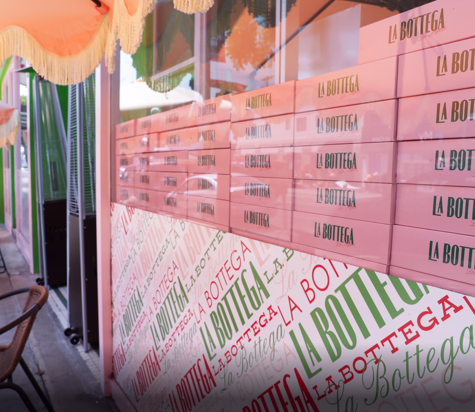 Pastel Pink Stacked Gift Boxes and Custom Printed Branded Sleeve With Repeating Logo Pattern, Premium Retail Packaging Display for Boutique Promotions