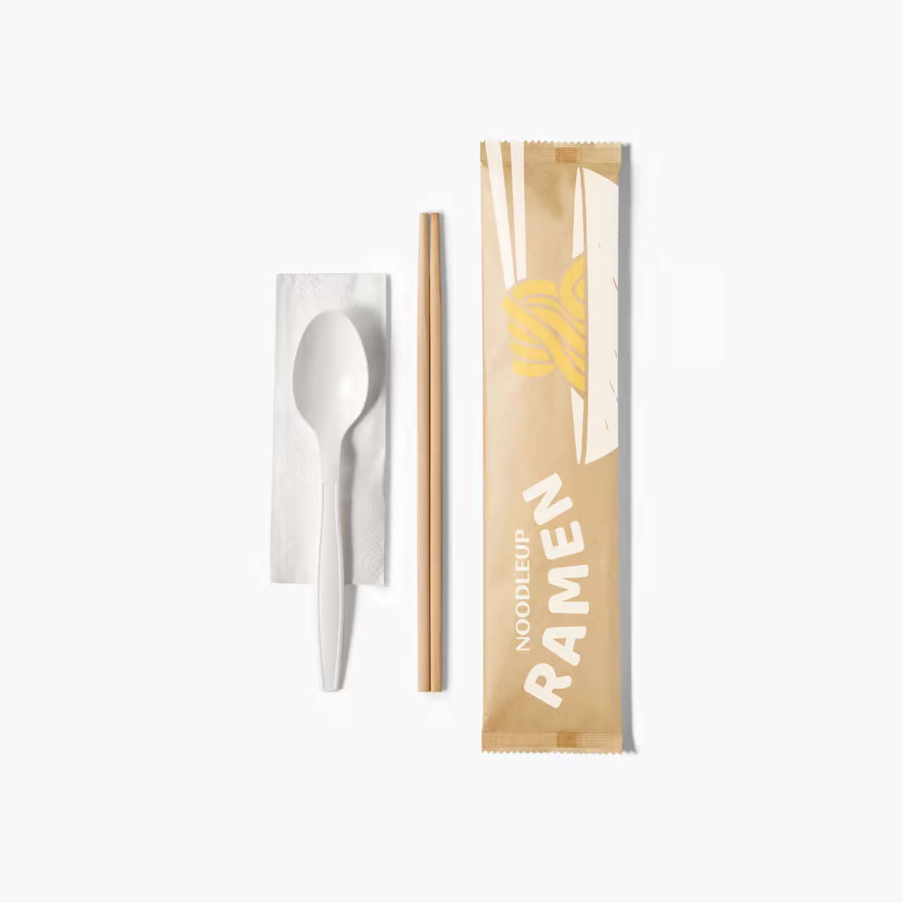Custom Kraft Cutlery Set (Chopstick, Spoon, Napkin) Wholesale