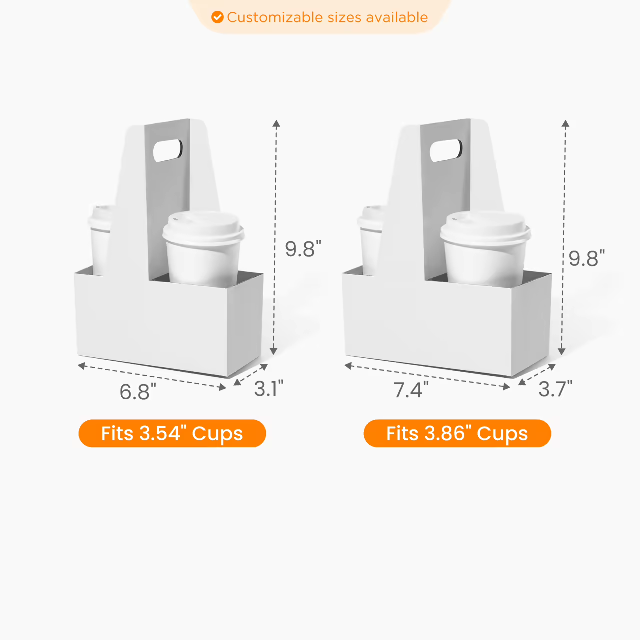 Custom 2-Cup Drink Carrier with Handle Size