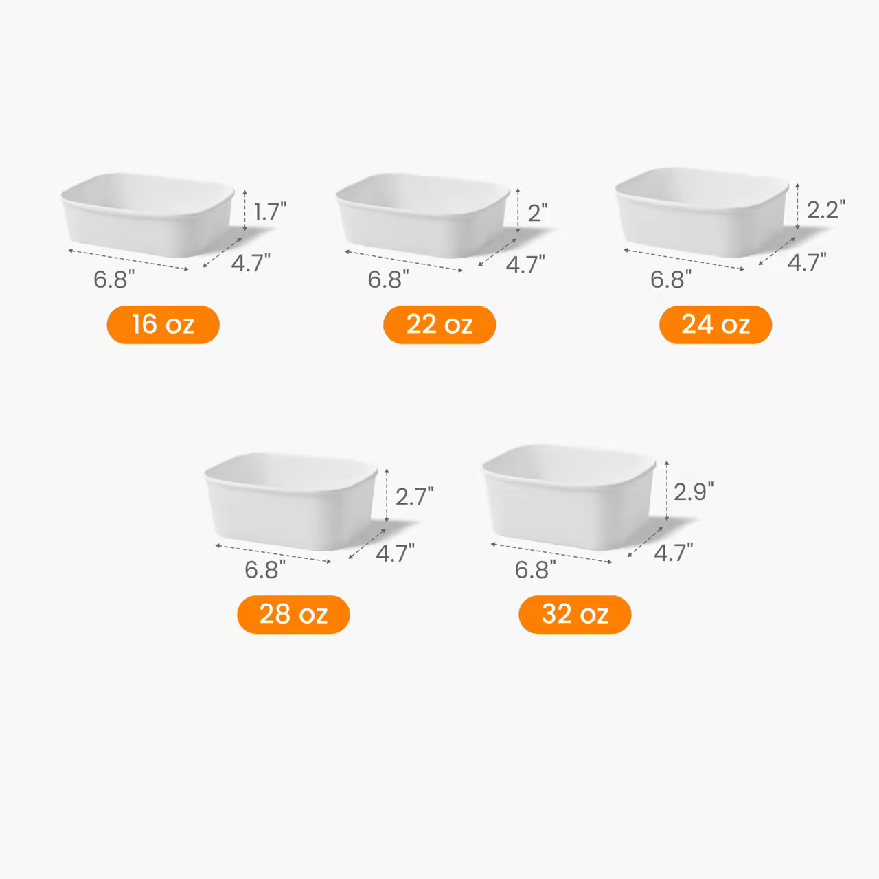 Custom Rectangular Paper Meal Prep Container Size