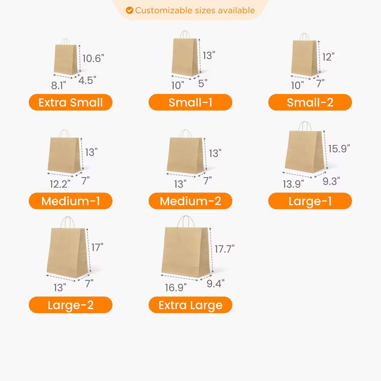 Kraft Paper Bag with Handle Size