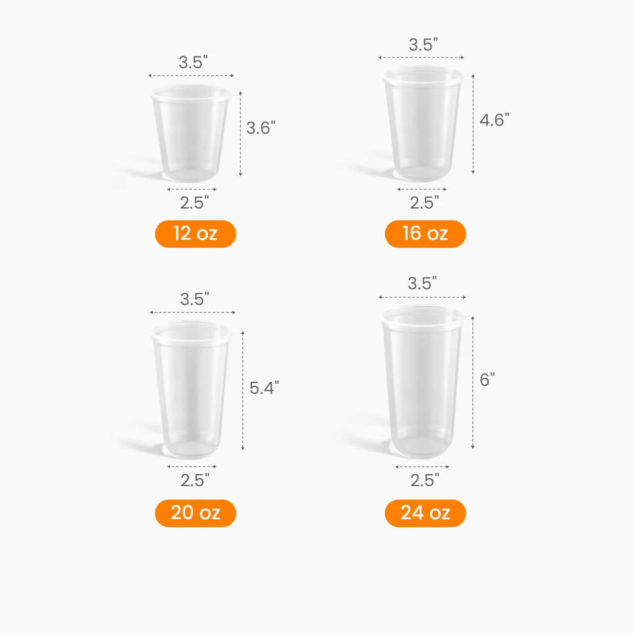 Custom Clear U-Shaped Cold Cup Size