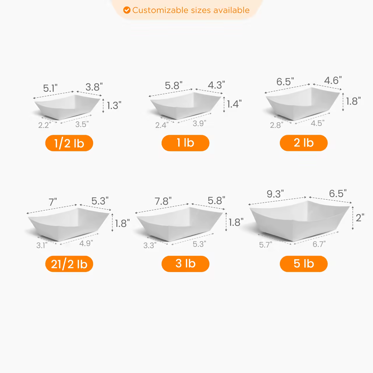 Paper Food Boat Size