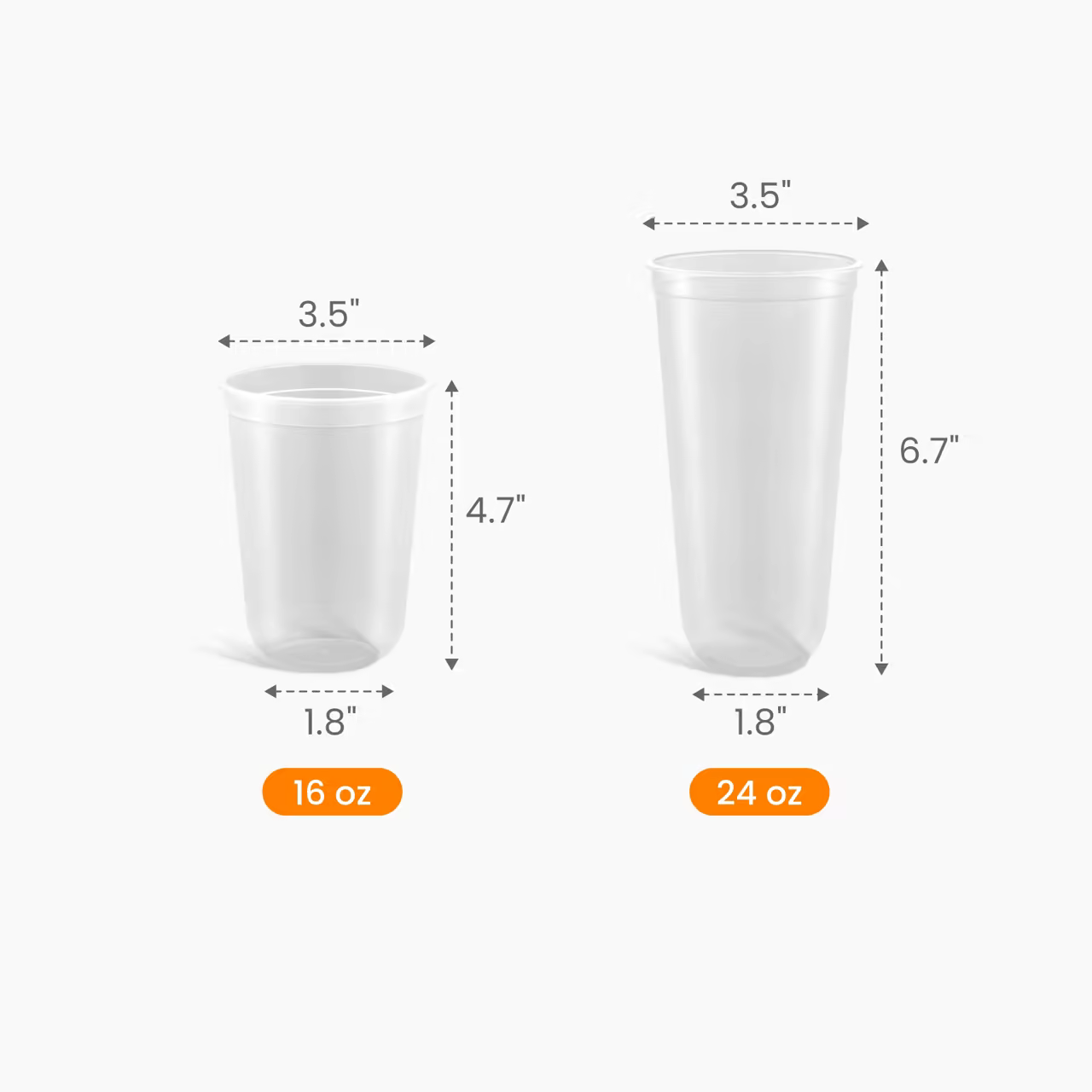 Custom Ultra-Clear U-Shaped Premium Boba Cup Size