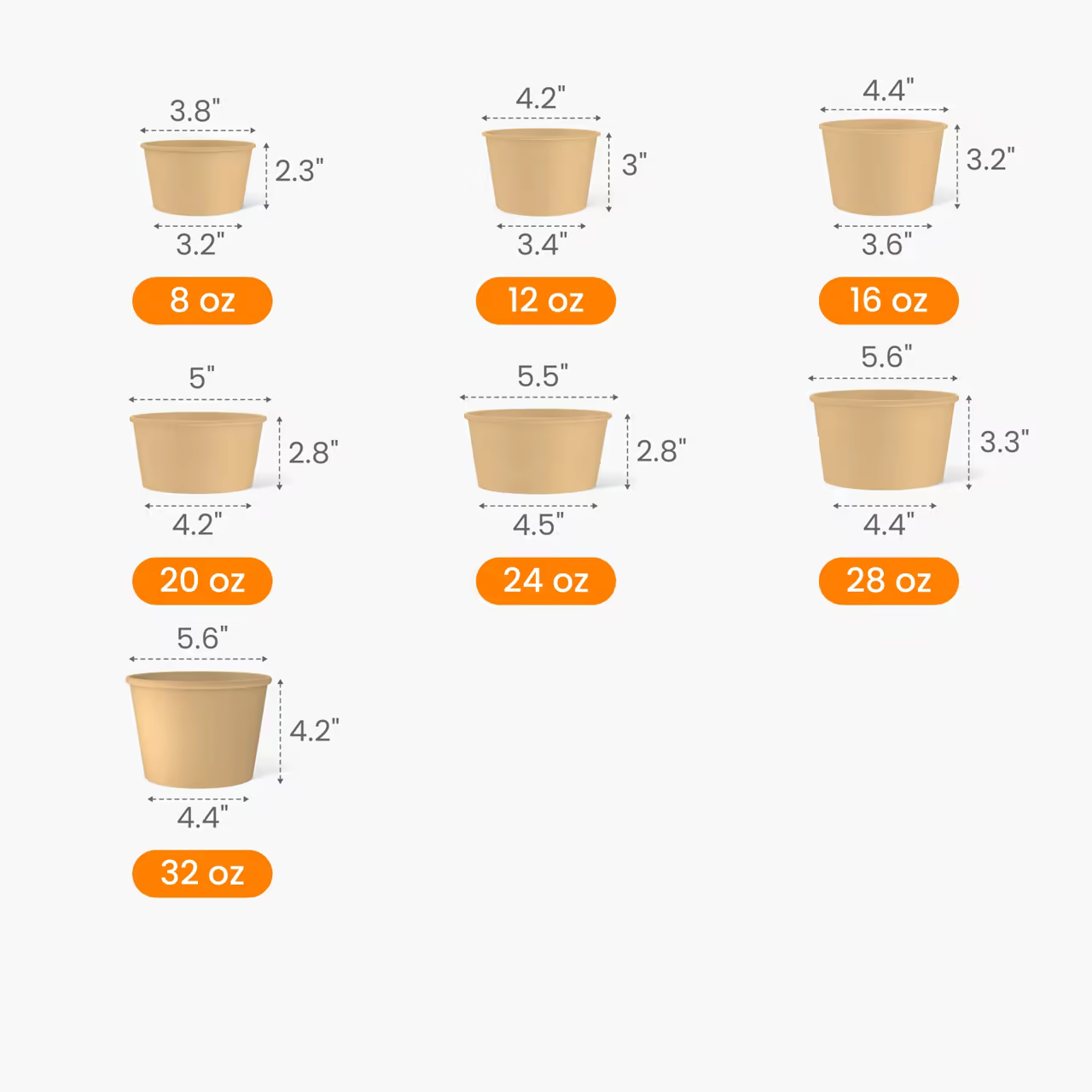 Kraft Paper Bowl Size