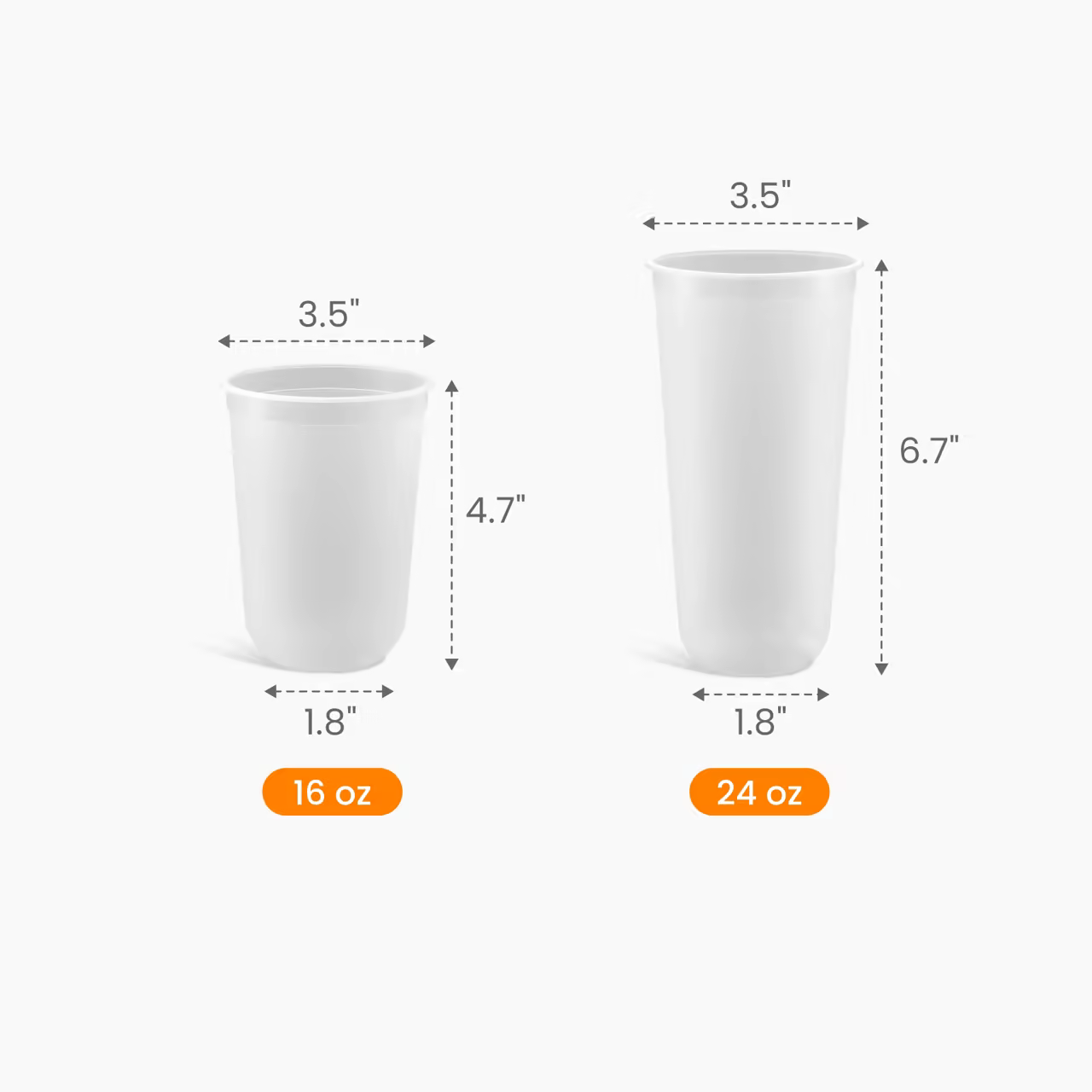 Custom Frosted-Clear U-Shaped Premium Boba Cup Size