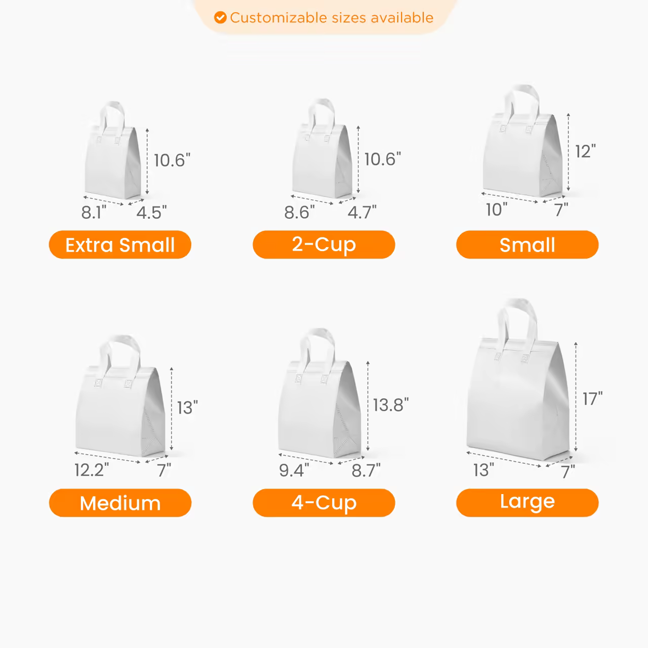 Custom Sealable Insulated Tote Bag Size