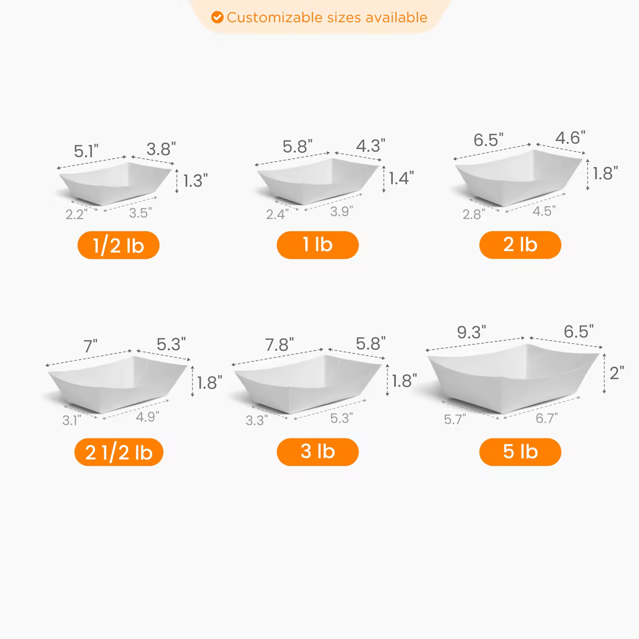 Paper Food Boat Size