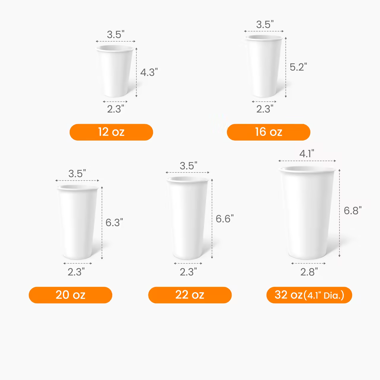 Custom Paper Cold Cup Size