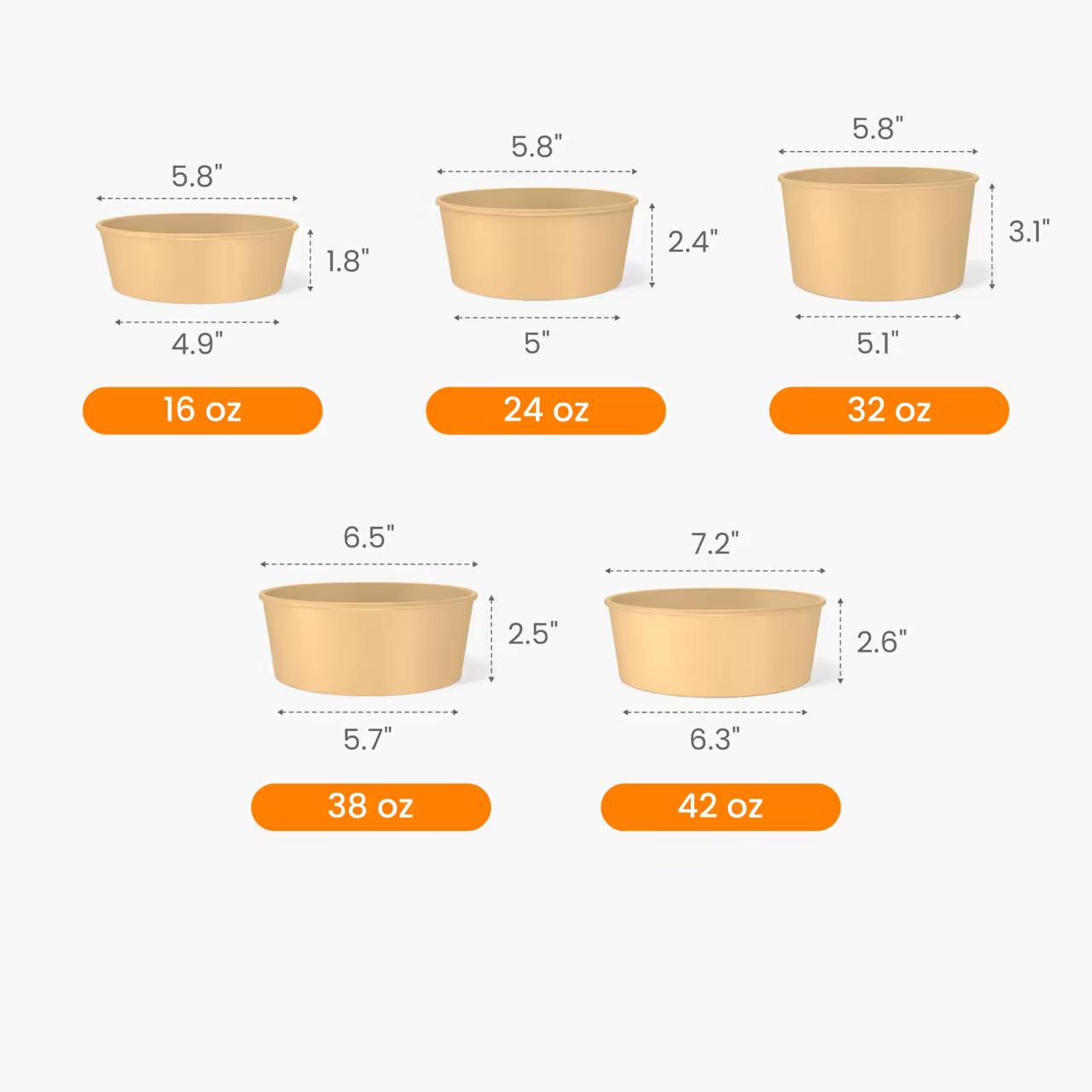 Wide Kraft Paper Bowl Size