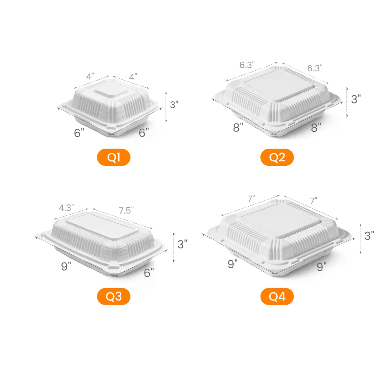 Mineral-Filled Hinged Plastic Container Size
