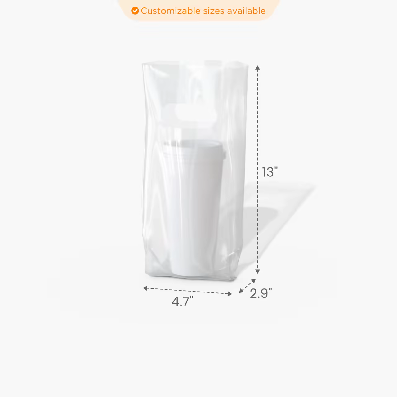 1-Cup Clear Beverage Bag for Food Packaging Size