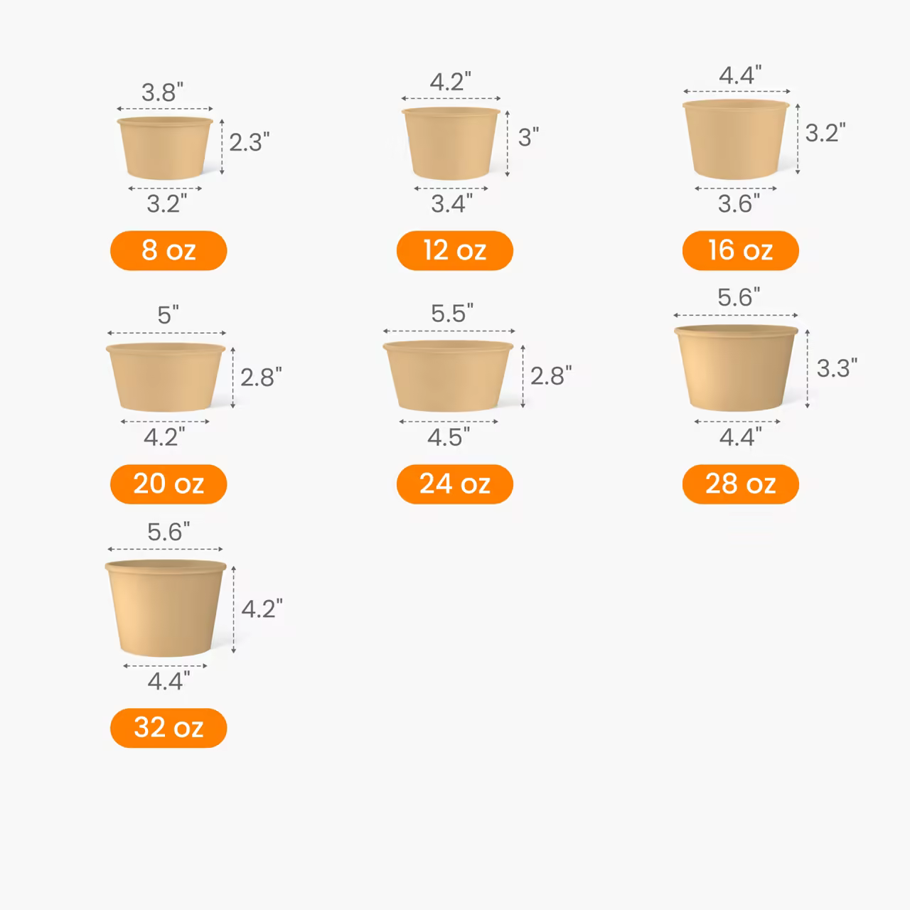 Kraft Paper Bowl Size