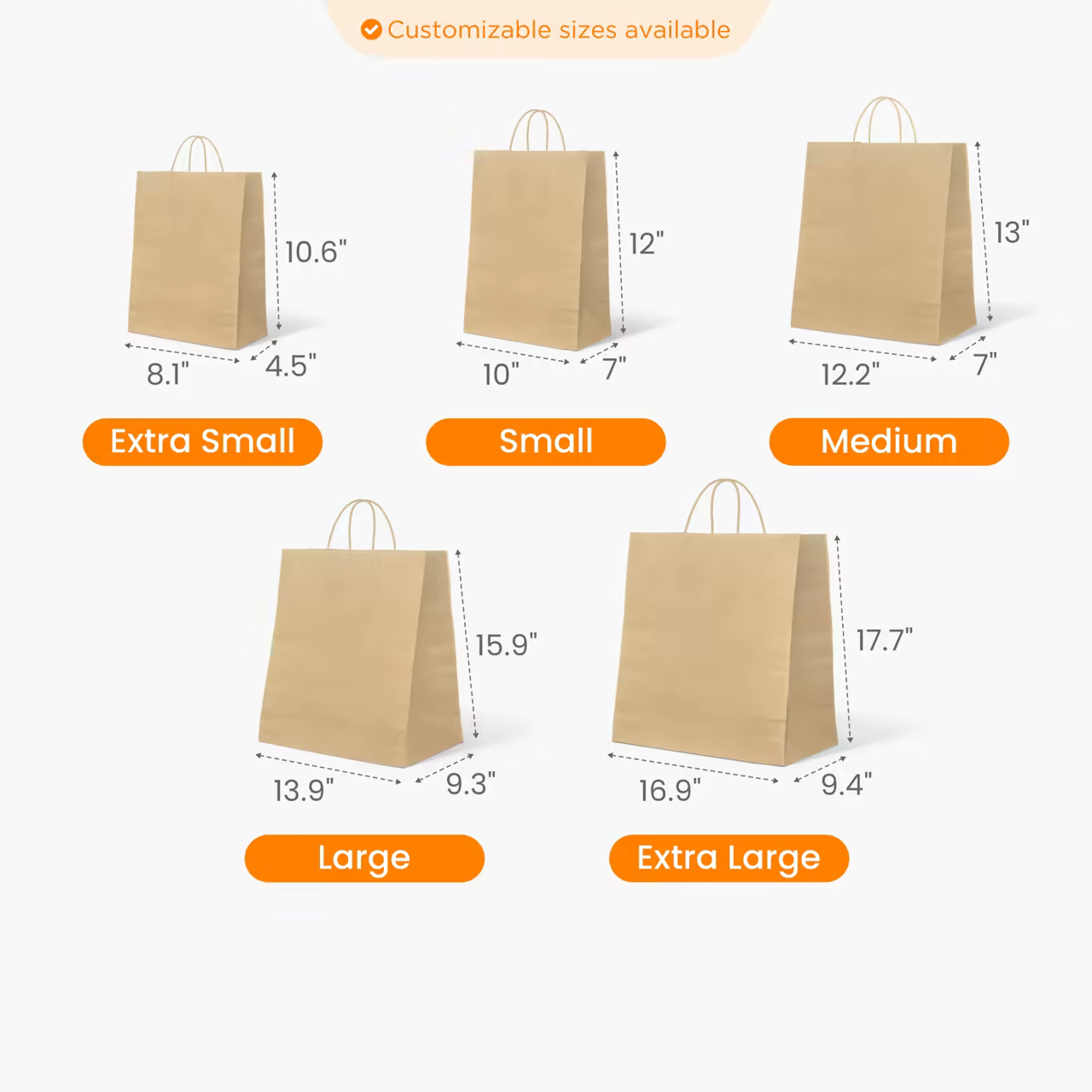 Kraft Paper Bag with Handle Size