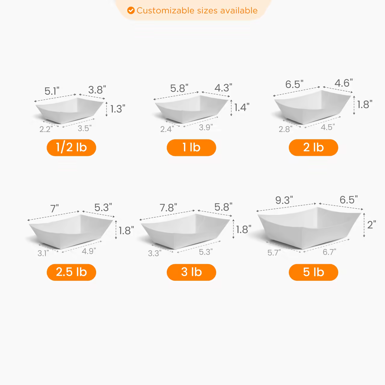 Paper Food Boat Size