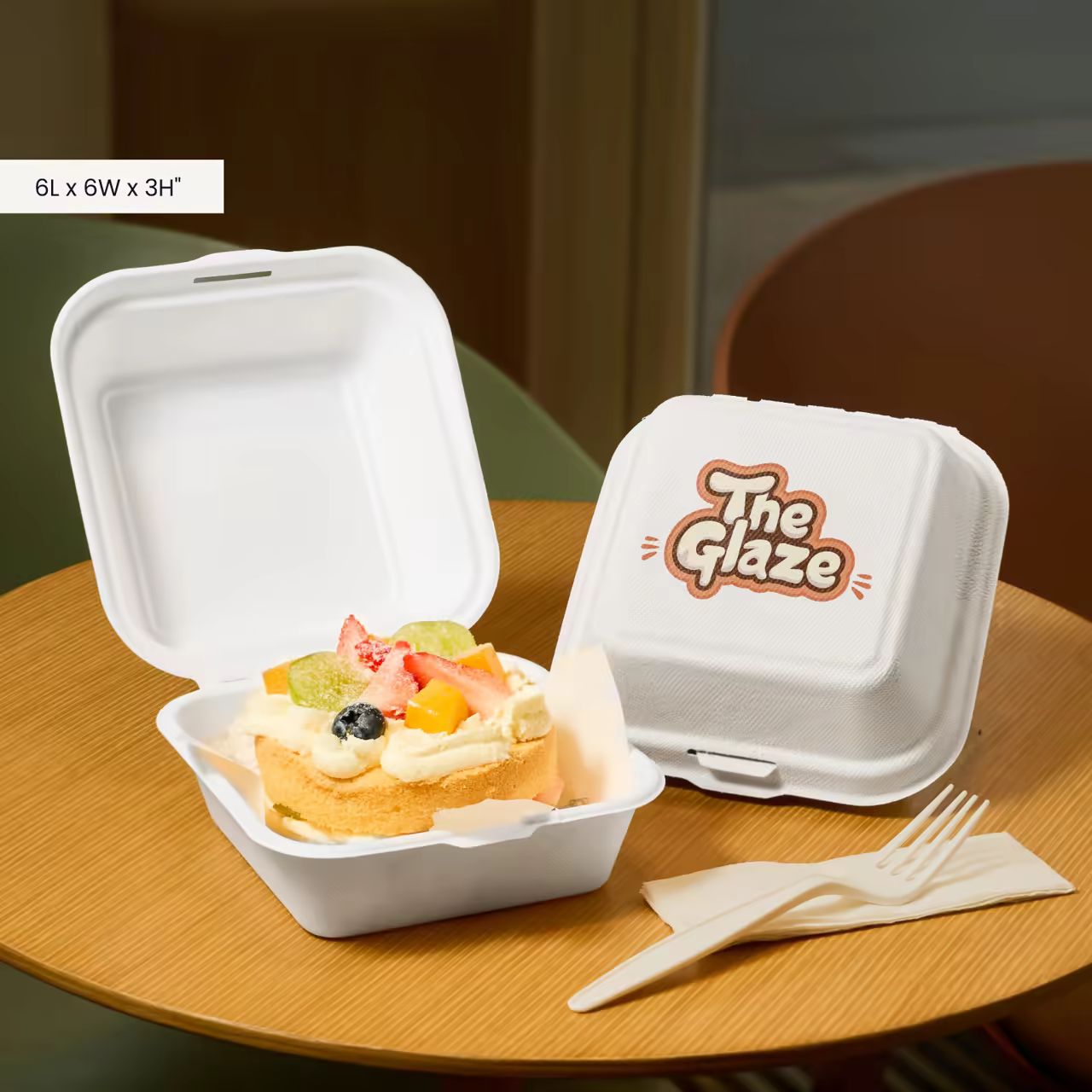Durable Square Hinged Compostable Box Wholesale Free Design