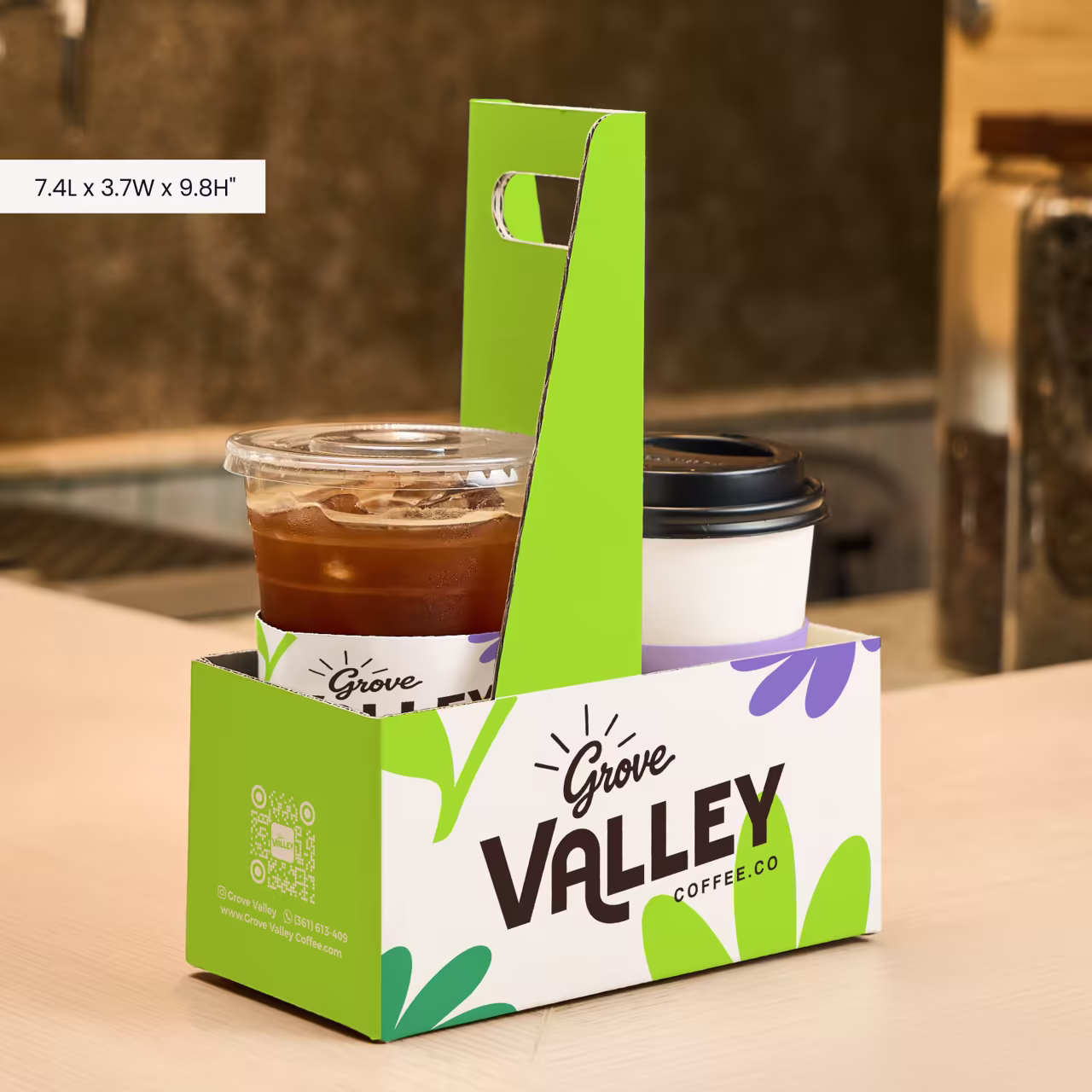 Sturdy Handle Takeout Two Cup Drink Carrier