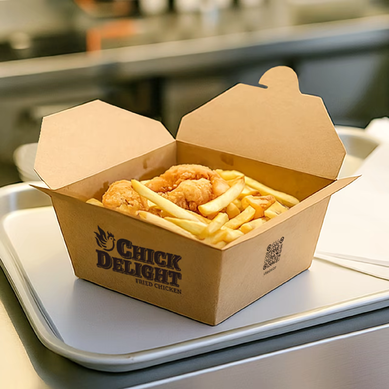 Brown Paper Box for Fried Foods