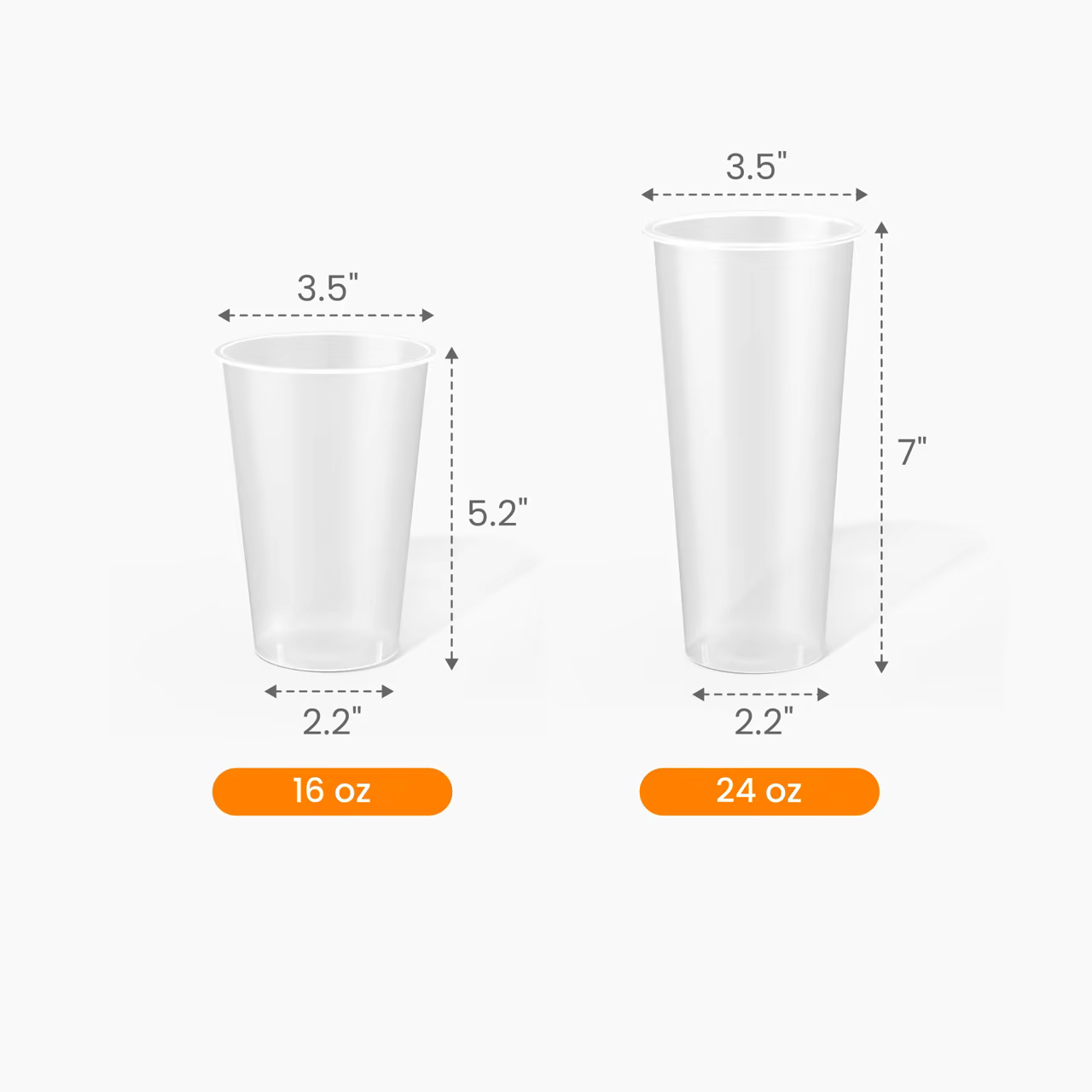 Frosted-Clear Premium Boba Cup Size