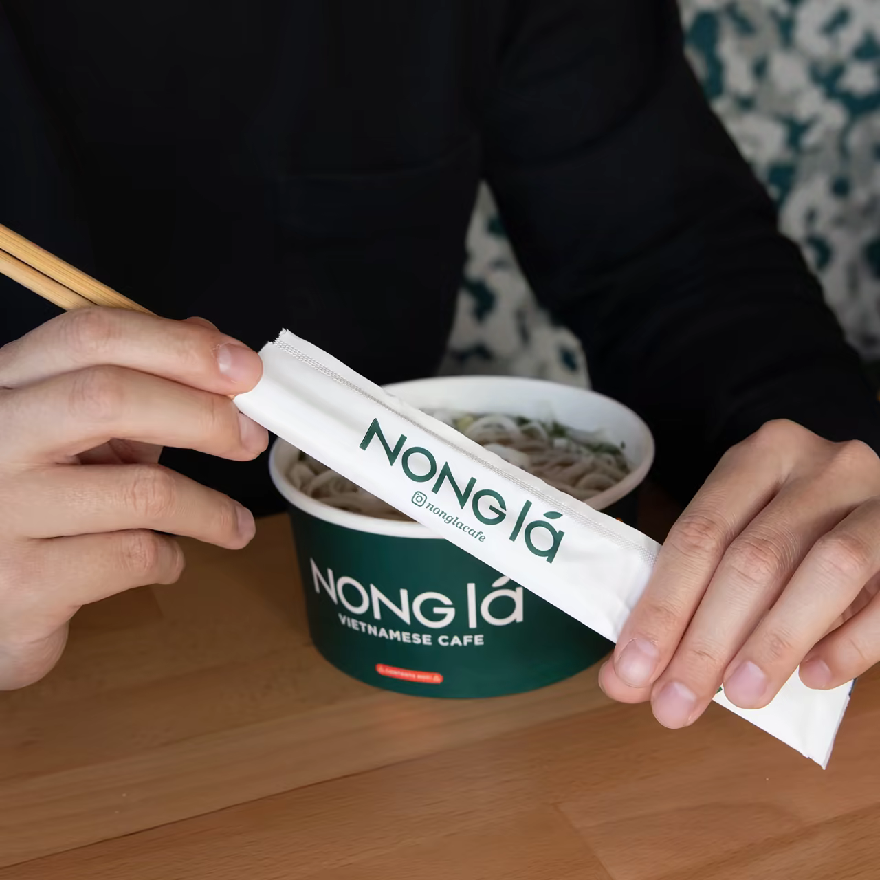Chopsticks with Tamper-Evident Paper Wrapper
