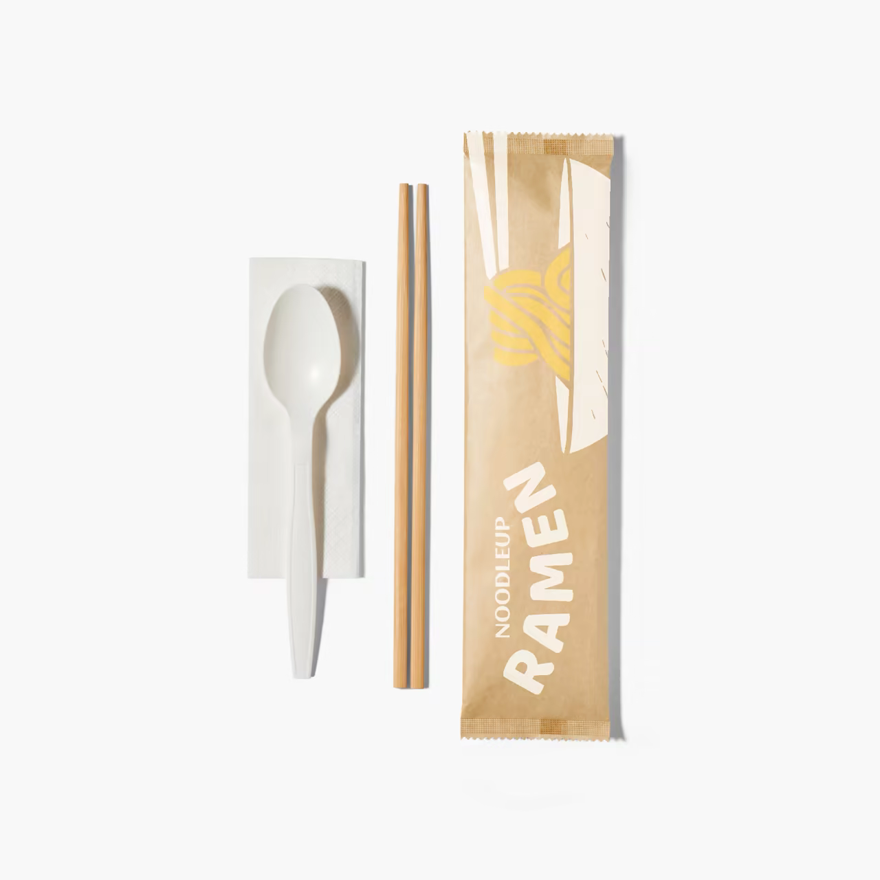 Custom Kraft Cutlery Set (Chopstick, Spoon, Napkin) Wholesale