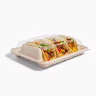 Compostable 3-Slot Taco Holder w/ Lid