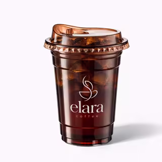 Custom amber PET cold cup with printed logo with sip lid