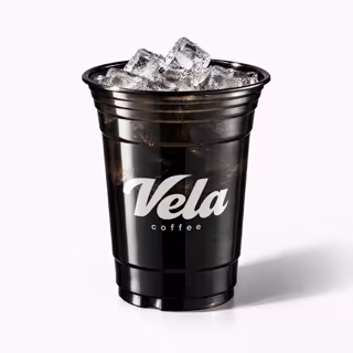 Custom black PET cold cup with printed brand logo and ice