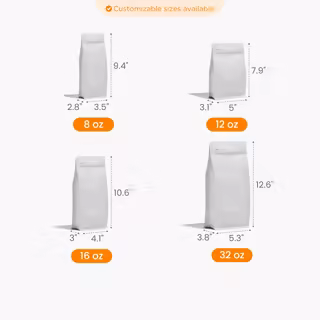 Custom Foil Coffee Bag with Valve Size