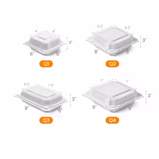 Mineral-Filled Hinged Plastic Container Size