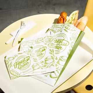 Wholesale Eco Friendly White Green Bakery To Go Bag