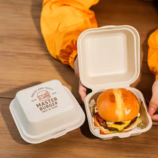Custom Biodegradable Burger Box for Juicy Burgers