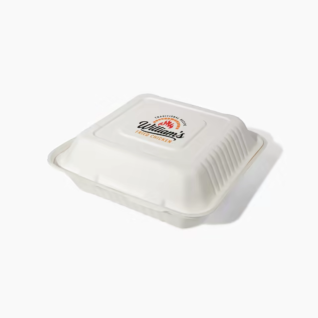 Custom Compostable 3-Comp Clamshell Container
