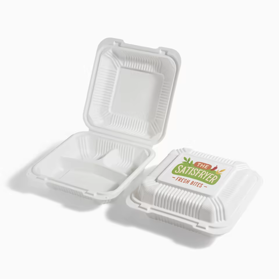 Custom 3-Comp Mineral-Filled Hinged Plastic Container with Free Design