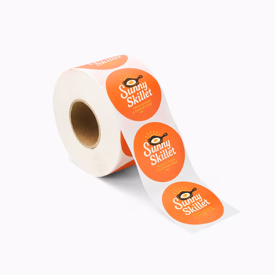 Easy Peel Liner Custom Round Labels For Takeout Packaging
