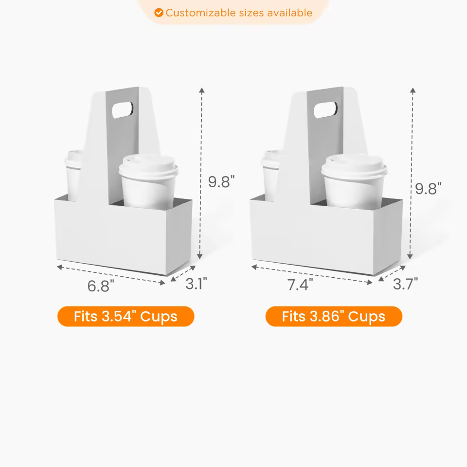 Custom 2-Cup Drink Carrier with Handle Size