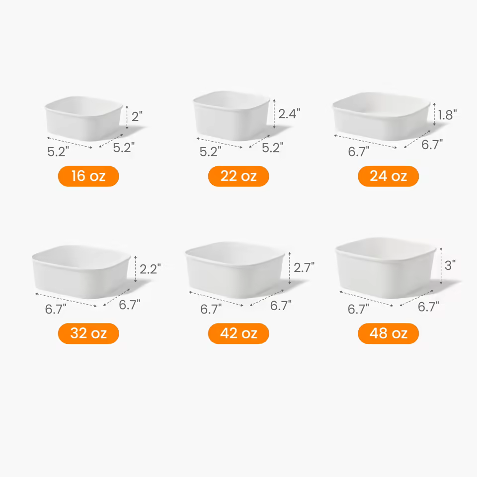 Custom Square Paper Meal Prep Container Size