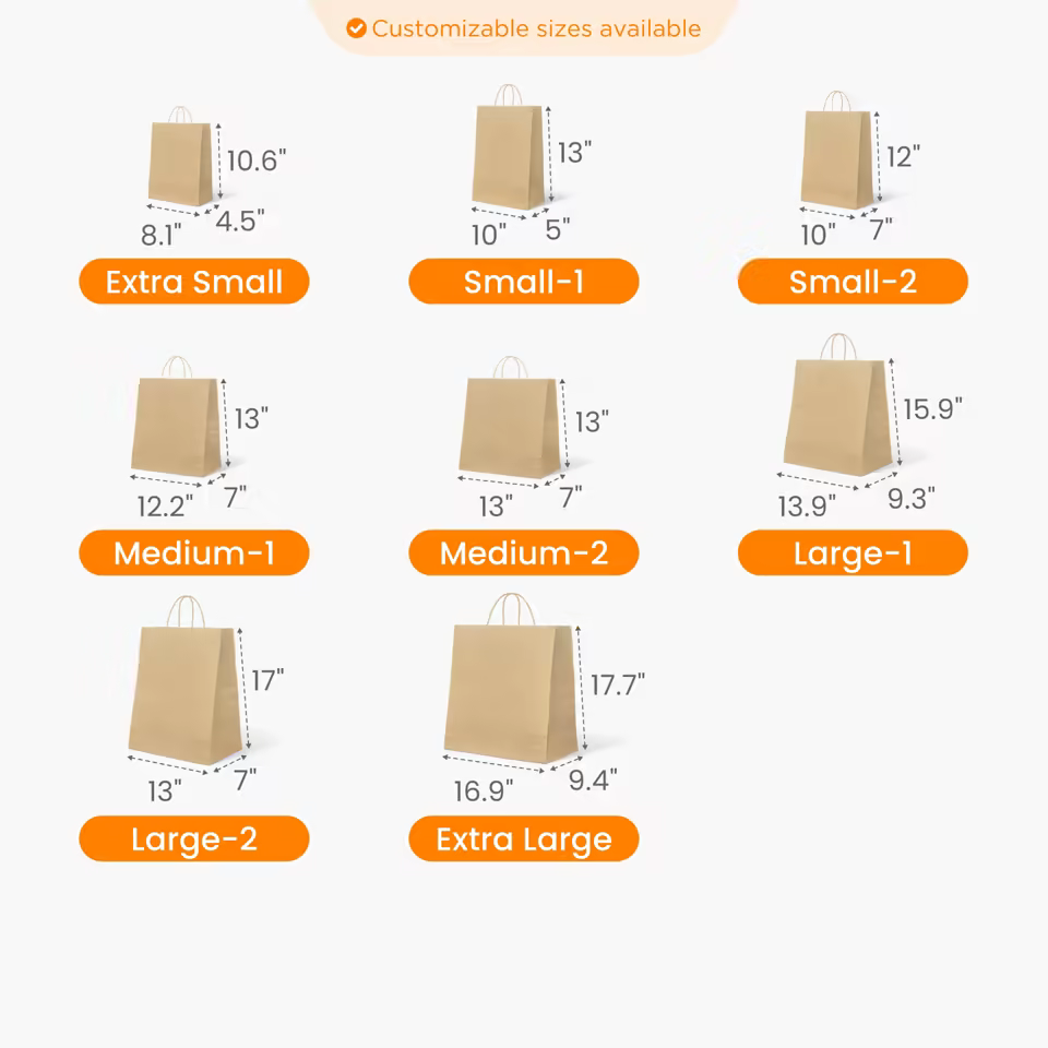 Kraft Paper Bag with Handle Size