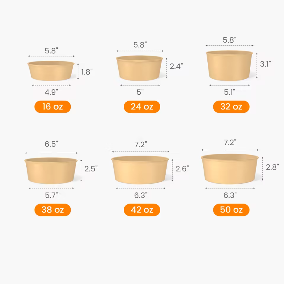 Custom Wide Kraft Paper Bowl Size