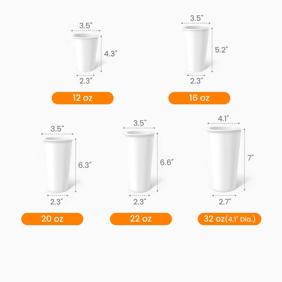 Custom Paper Cold Cup Size