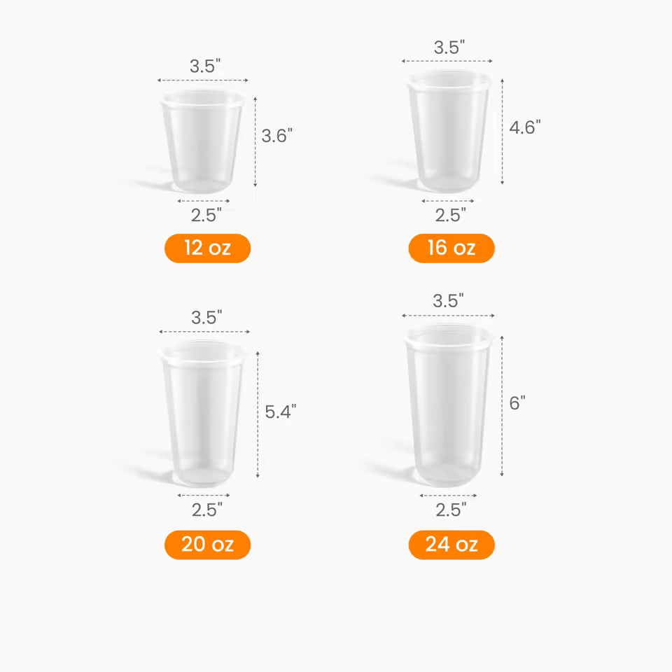 Custom Clear U-Shaped Cold Cup Size