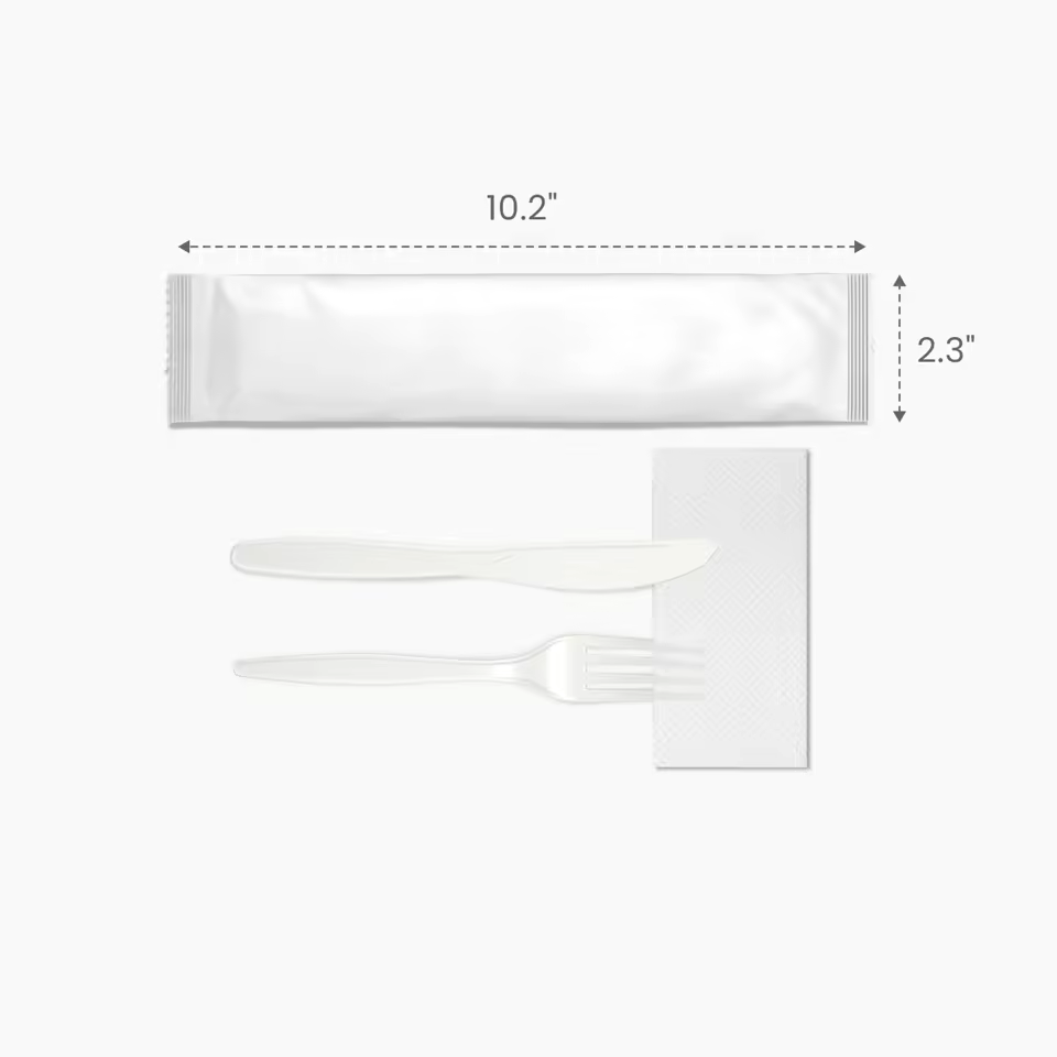 Custom Cutlery Set (Knife, Fork, Napkin) Size