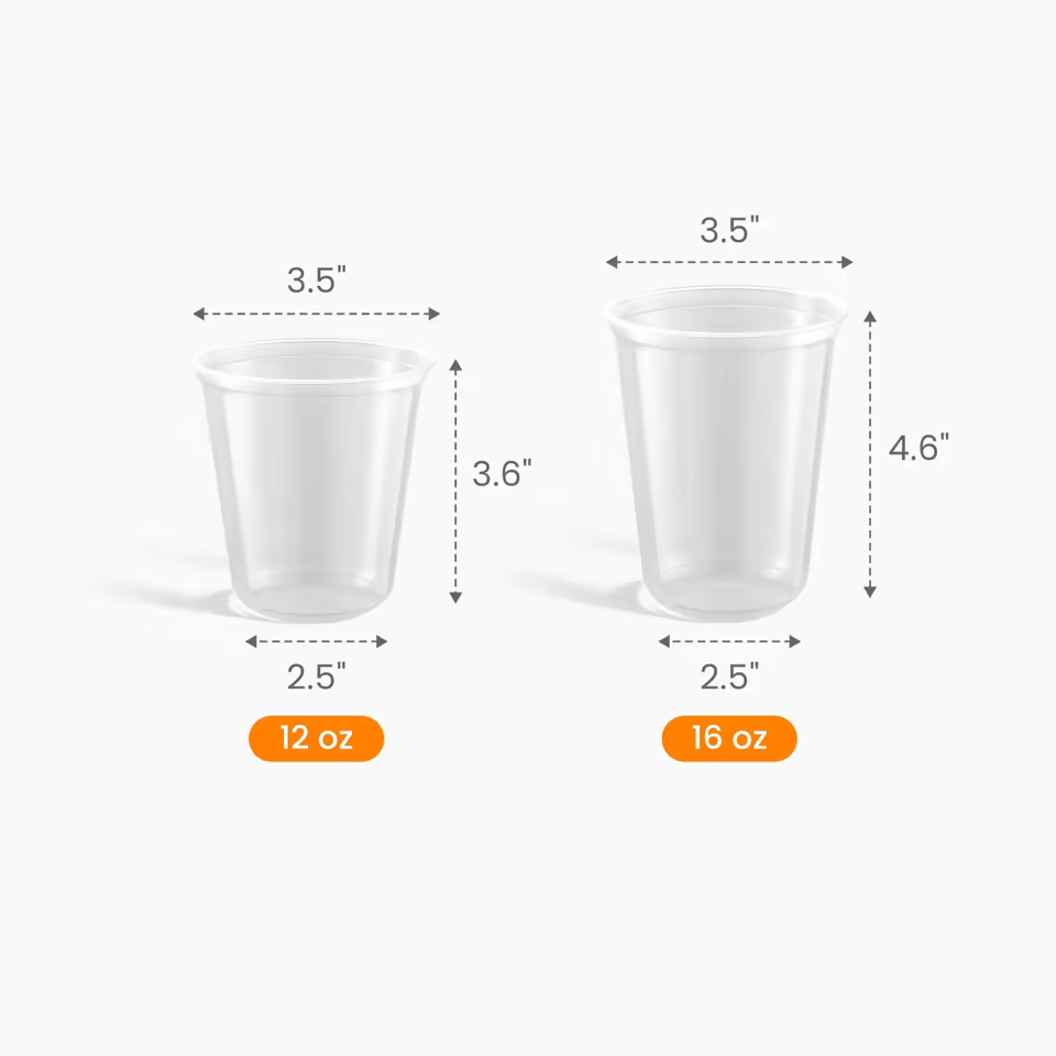 Custom Clear U-Shaped Cold Cup Size