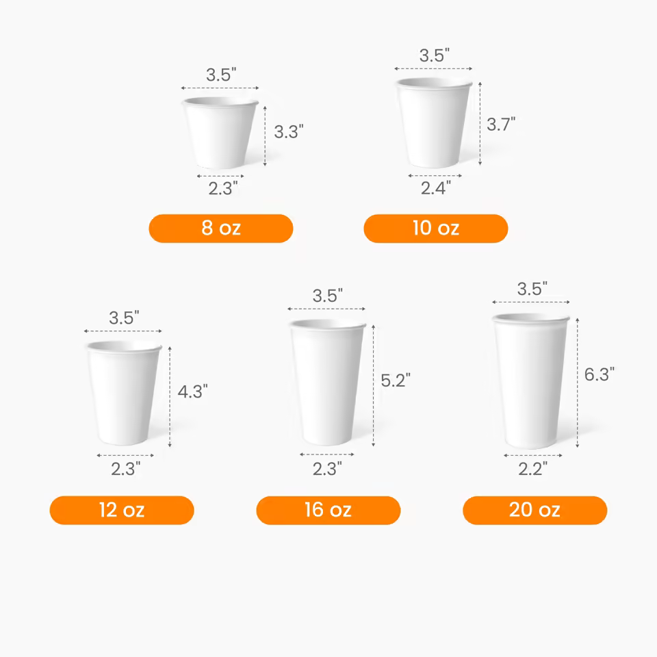 Custom Paper Hot Cup Size