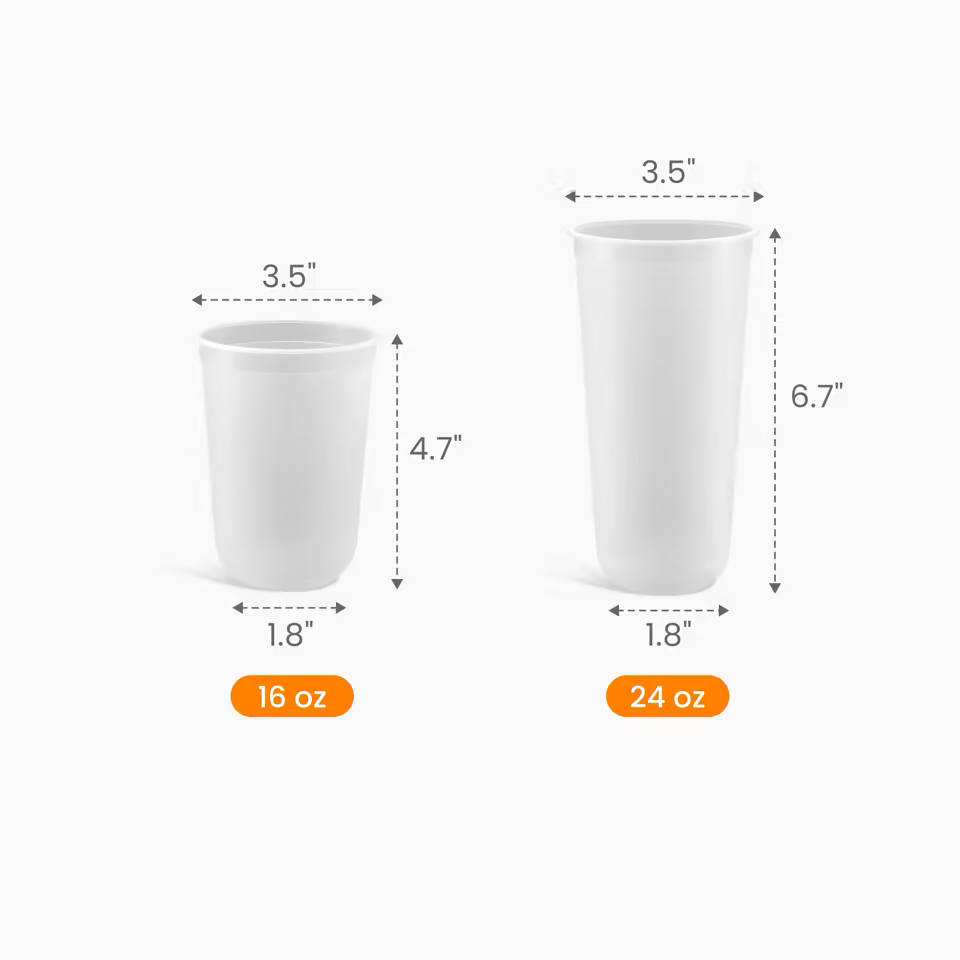 Custom Frosted-Clear U-Shaped Premium Boba Cup Size